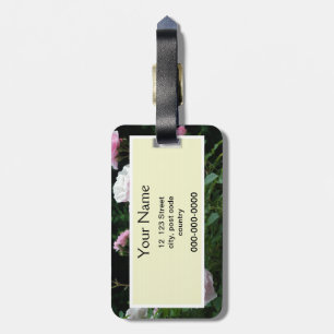 Etiqueta Para Maletas arbustos de flores de rosa bonitas rosadas y blanc