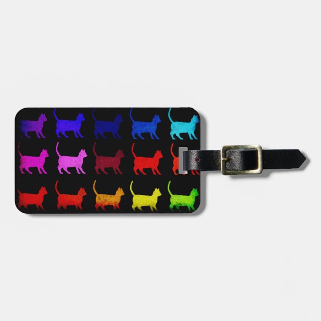 Etiqueta Para Maletas Arco iris de gatos (Frente Horizontal)