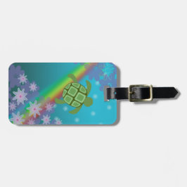 Etiqueta Para Maletas Arco iris y flores tropicales de la nadada de la