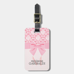 Etiqueta Para Maletas Arco rosado elegante femenino del abrigo del