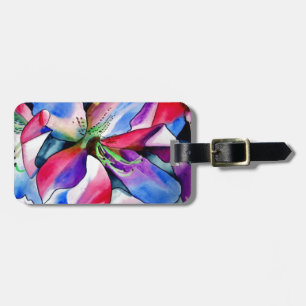 Etiqueta Para Maletas Arcoiris Azalea florido original pintura acuarela