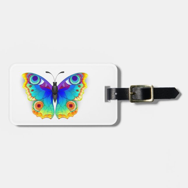 Etiqueta Para Maletas Arcoiris mariposa Peacock Eye (Frente Horizontal)