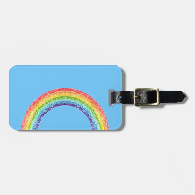Etiqueta Para Maletas Arcoiris y cielo azul (Frente Horizontal)