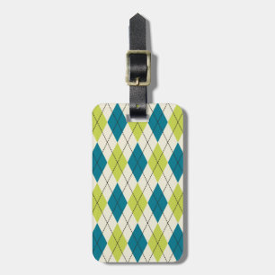Etiqueta Para Maletas Argyle Azul Y Verde