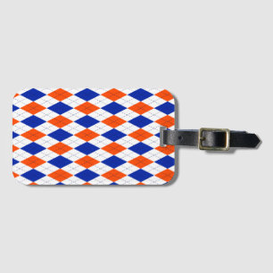 Etiqueta Para Maletas Argyle naranja y Diamante Azul