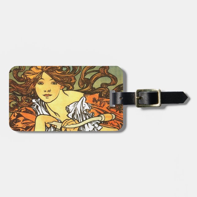Etiqueta Para Maletas Art Nouveau Bicycle Mucha Art (Frente Horizontal)