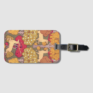 Etiqueta Para Maletas Art Nouveau otoño árboles y ciervos otoño en Verne