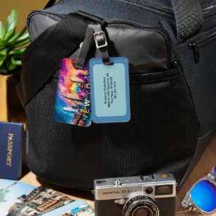 Etiqueta Para Maletas Arte abstracto de la línea aérea de Nueva York