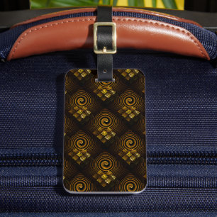 Etiqueta Para Maletas Arte abstracto elegante boho moderno dorado patrón
