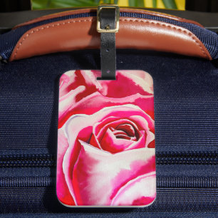 Etiqueta Para Maletas Arte acuarela de rosa