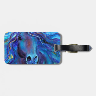 Etiqueta Para Maletas Arte azul colorido del árabe del caballo