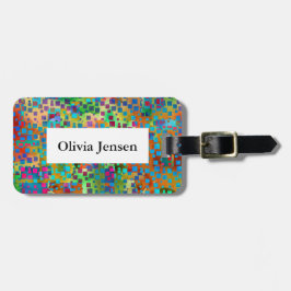 Etiqueta Para Maletas Arte cuadrado colorido de Digitaces del extracto