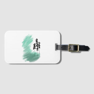 Etiqueta Para Maletas arte de árbol verde escandinavo simple moderno men