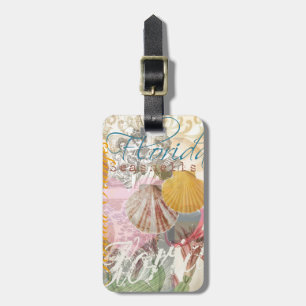 Etiqueta Para Maletas Arte de conchas de playa de viaje vintage de Flori