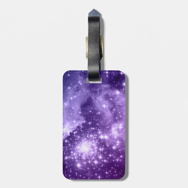 Etiqueta Para Maletas Arte de Estrellas Celestes Purple Magic (Atrás Vertical)