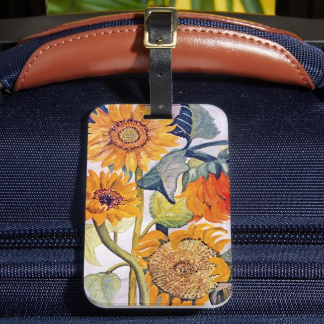 Etiqueta Para Maletas Arte de Flor de Agua Sunflower (Anverso In situ 2)