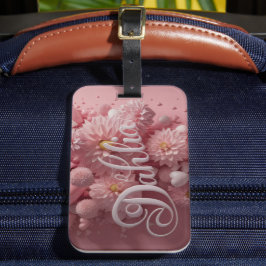 Etiqueta Para Maletas Arte de flor de dalia pastel con corazones