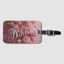 Etiqueta Para Maletas Arte de flor de dalia pastel con corazones