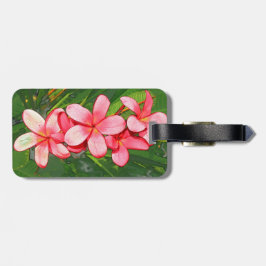 Etiqueta Para Maletas Arte de Frangipani Tropical Rosa