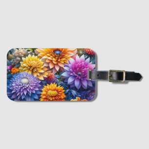 Etiqueta Para Maletas Arte de IA personalizado con flores coloridas