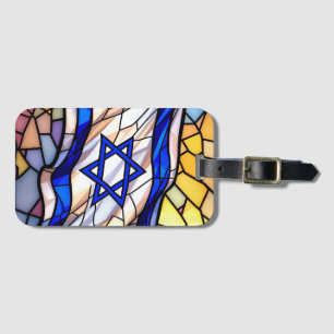 Etiqueta Para Maletas Arte de Judaica en mosaico de bandera de Israel en