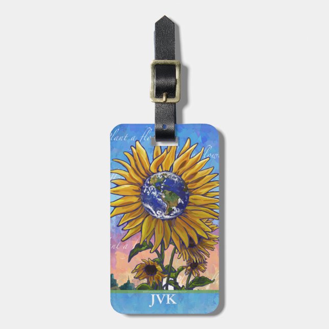Etiqueta Para Maletas Arte de la Tierra del girasol (Frente Vertical)