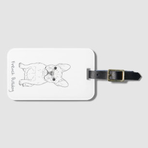 Etiqueta Para Maletas Arte de línea minimalista de Bulldog Francés - Del