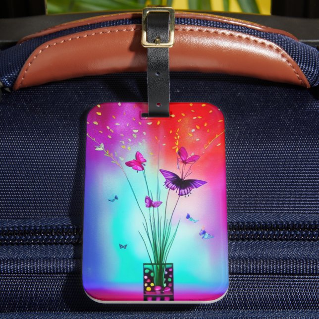 Etiqueta Para Maletas Arte de mariposa (Anverso In situ 2)