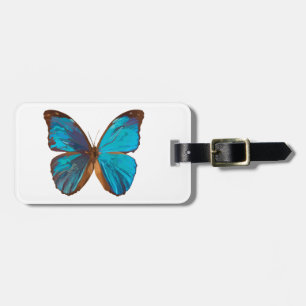 Etiqueta Para Maletas Arte de mariposa tropical azul y turquesa