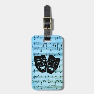 Etiqueta Para Maletas Arte de música azul une máscaras de teatro