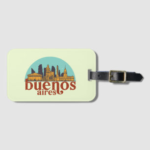 Etiqueta Para Maletas Arte de paisaje urbano retro de Buenos Aires