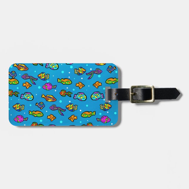 Etiqueta Para Maletas Arte de Peces (Frente Horizontal)