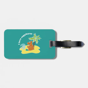 Etiqueta Para Maletas Arte de playa tropical amo los carpinchos