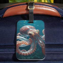 Etiqueta Para Maletas Arte de Pulpo de Vidrio Irisado | Vida de Mar Prof