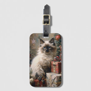 Etiqueta Para Maletas Arte de retrato de gatos de Navidades gatitos bali