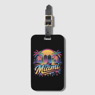 Etiqueta Para Maletas Arte de viaje Vaporwave retro colorido de Miami