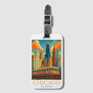 Etiqueta Para Maletas Arte de viaje vintage de Chicago Illinois