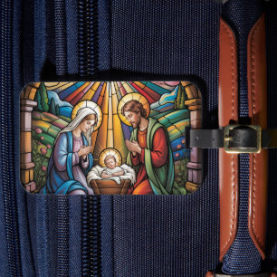 Etiqueta Para Maletas Arte de vidrio emplomado de la Natividad – Navidad