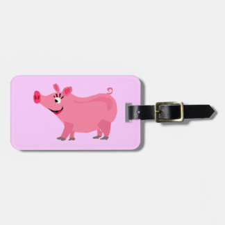 Etiqueta Para Maletas Arte del lápiz labial del cerdo que lleva rosado