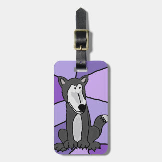 Etiqueta Para Maletas Arte divertido del lobo gris
