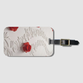 Etiqueta Para Maletas Arte Floral Camino de Flor Roja Elegante