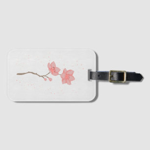 Etiqueta Para Maletas Arte floral de flor de cerezo Sakura rosa minimali