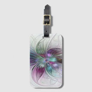 Etiqueta Para Maletas Arte fractal floral moderno de flores abstractas c