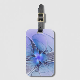 Etiqueta Para Maletas Arte fractal moderno abstracto lavanda azul