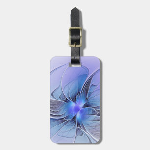 Etiqueta Para Maletas Arte fractal moderno abstracto lavanda azul