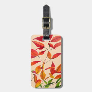 Etiqueta Para Maletas Arte original en acuarela de hojas de otoño naranj