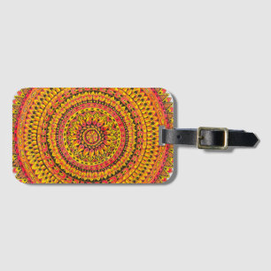 Etiqueta Para Maletas Arte Original Mandala Naranja 