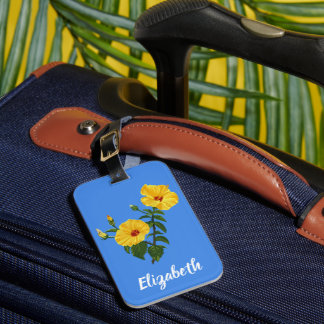 Etiqueta Para Maletas Arte personalizado de hibisco amarillo hawaiano