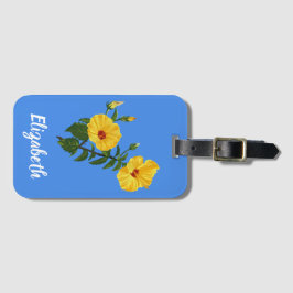 Etiqueta Para Maletas Arte personalizado de hibisco amarillo hawaiano