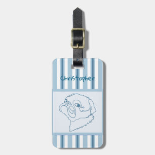 Etiqueta Para Maletas Arte personalizado de la línea de pug de baño de v